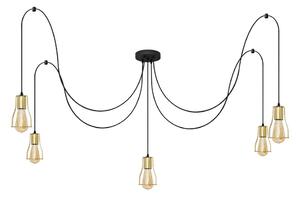 Luster na lanku TUBE LONG 5xE27/15W/230V čierna/zlatá