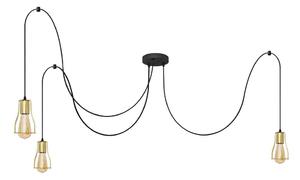 Luster na lanku TUBE LONG 3xE27/10W/230V čierna/zlatá