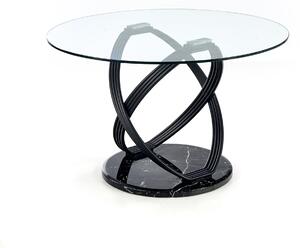 Okrúhly jedálenský stôl Optico 122 cm - priehľadné sklo / čierna