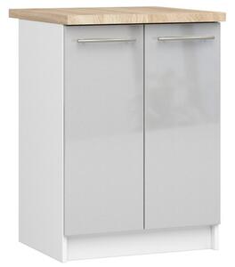Kuchynská skrinka OLIVIA S60 2D - biela/sivý lesk