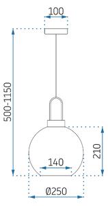 Toolight - Stropné svietidlo z dymového skla 1xE27 60W APP442-CP, šedá, OSW-05631