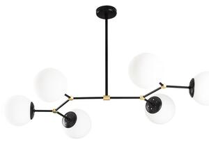 Čierno-biele závesné svietidlo so skleneným tienidlom Damar – Opviq lights