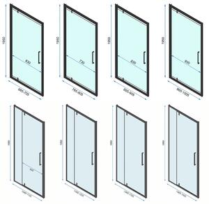 Rea Rapid Swing, rohový sprchovací kút 90 (dvere) x 90 (stena) x 195 cm, 6mm číre sklo, čierny profil, KPL-009926