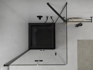 Mexen Lima, sprchovací kút so skladacími dverami 80 (dvere) x 80 (stena) cm, 6mm číre sklo, čierny profil + slim sprchová vanička čierna s čiernym sifónom, 856-080-080-70-00-4070B