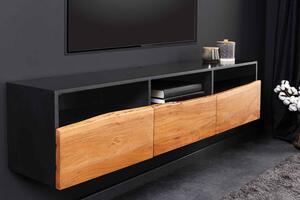 Dizajnový závesný TV stolík Maalik 140 cm akácia