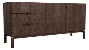 Tmavohnedá nízka komoda v dekore duba 160x73 cm Arun – Unique Furniture