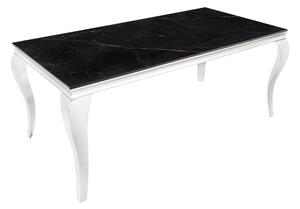 Dizajnový jedálenský stôl Rococo 180 cm čierny kameň / strieborný