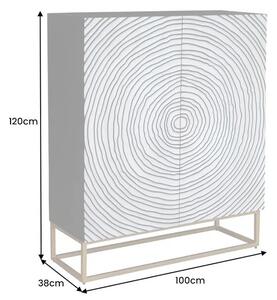 Dizajnová vysoká komoda Talitha 120 cm čierna / biela
