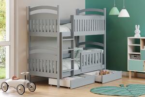 Poschodová posteľ Amely so zásuvkami - 90x200 cm - šedá