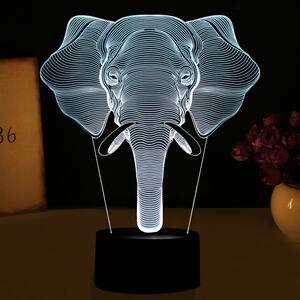 Beling 3D detská LED lampa, Slonia hlava, nočné svetlo pre deti, 16 farieb S20