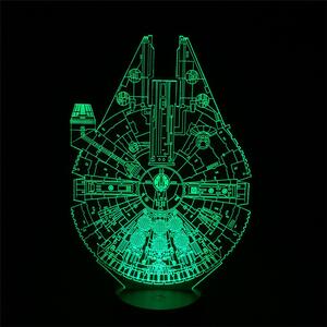 Beling 3D detská LED lampa, Millennium Falcon, nočné svetlo pre deti, 16 farieb S2