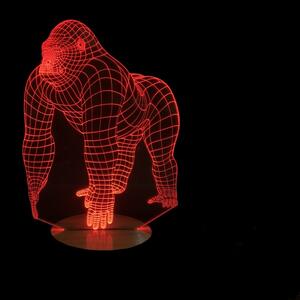 Beling 3D detská LED lampa, Gorila, nočné svetlo pre deti, 16 farieb S23