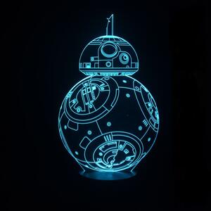 Beling 3D detská LED lampa, BB-8, nočné svetlo pre deti, 16 farieb S6