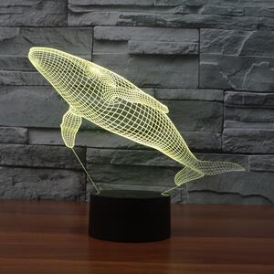 Beling 3D detská LED lampa, Veľryba, nočné svetlo pre deti, 16 farieb S33