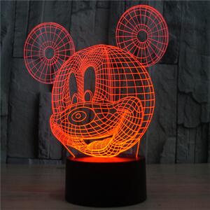 Beling 3D detská LED lampa, Mickey mouse, nočné svetlo pre deti, 16 farieb S26