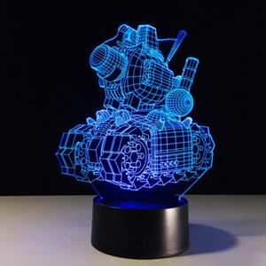 Beling 3D detská LED lampa, T-a-n-k, nočné svetlo pre deti, 16 farieb S35