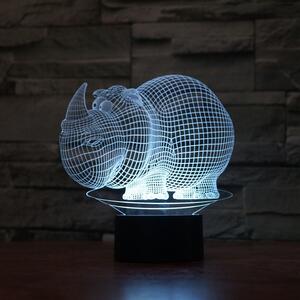 Beling 3D lampa, Nosorožec, 7 farebná S397