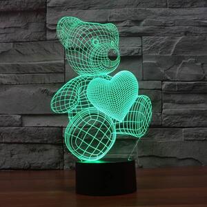 Beling 3D detská LED lampa, Macík Ted, nočné svetlo pre deti, 16 farieb S55
