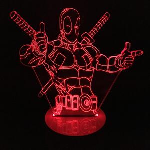Beling 3D lampa, Deadpool 1, 7 farebná S354