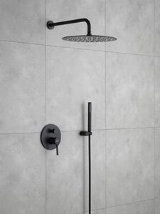 Rea Lungo, podomietkový sprchový set s dažďovou hlavovou a ručnou sprchou, čierna lesklá, REA-P4100
