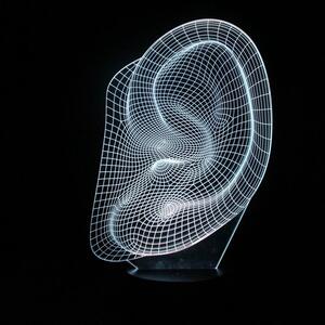 Beling 3D detská LED lampa, Ucho, nočné svetlo pre deti, 16 farieb S92