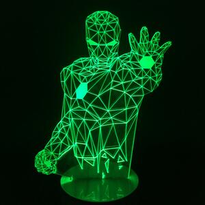 Beling 3D detská LED lampa, Iron Man 2, nočné svetlo pre deti, 16 farieb S129