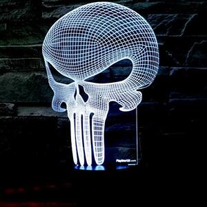 Beling 3D detská LED lampa, Punisher, nočné svetlo pre deti, 16 farieb S127