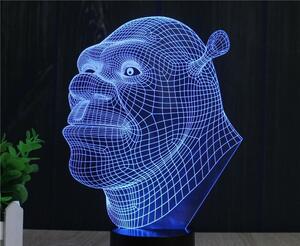 Beling 3D detská LED lampa, Shrek, nočné svetlo pre deti, 16 farieb S103