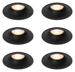 Sada 6 čiernych zabudovaných bodových svetiel GU10 50 mm - Gijs