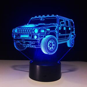 Beling 3D detská LED lampa, Hummer, nočné svetlo pre deti, 16 farieb S119