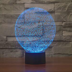 Beling 3D lampa, Lopta s čísel,futbalový darček,16 farebná S278