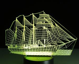 Beling 3D lampa, Loď-plachetnica, 7 farebná S280