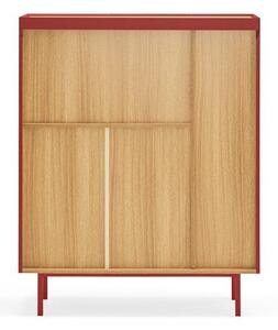 Červená vysoká komoda v dekore duba 95x120 cm Arista – Teulat