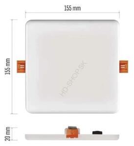 LED panel VIXXO 155×155, štvorcový vstavaný biely,13,5W neut.b.,IP65 (ZV2142)
