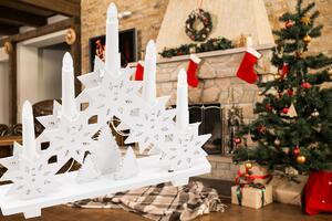 Rea Tutumi, LED drevený vianočný svietnik 32x28 cm, teplé biele svetlo, 371720, biela, CHR-03510