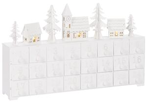LED dekorácia biela MDF LED svetlá adventný kalendár ozdoby Vianoce moderný štýl doplnky