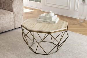 Dizajnový konferenčný stolík Beiwen 70 cm travertín mosadz