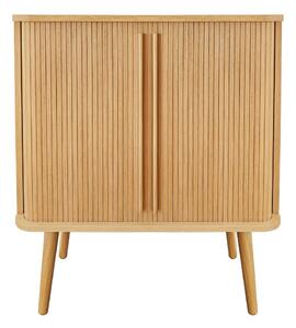 Vysoká komoda v dekore duba s posuvnými dverami v prírodnej farbe 83x95 cm Rove – Woodman