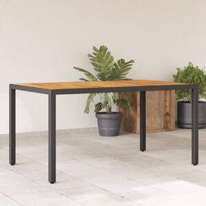 Záhradný stôl s akáciovou doskou čierny 150x90x75 cm polyratan