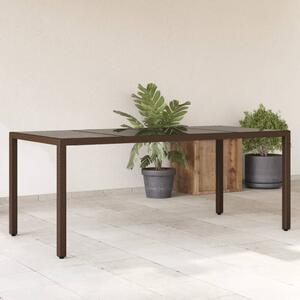 Záhradný stôl so sklenenou doskou hnedý 190x90x75 cm polyratan