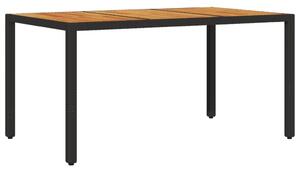 Záhradný stôl s akáciovou doskou čierny 150x90x75 cm polyratan