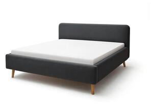 Antracitová čalúnená dvojlôžková posteľ s úložným priestorom s roštom 140x200 cm Mattis – Meise Möbel