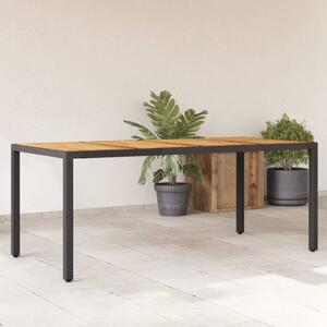 Záhradný stôl s akáciovou doskou čierny 190x90x75 cm polyratan