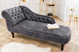 Dizajnová leňoška Chesterfield 170 cm sivý zamat