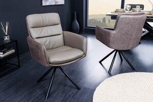 Dizajnová otočná stolička Maddison taupe koža