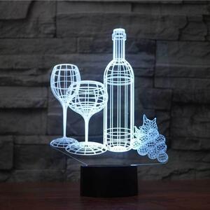 Beling 3D lampa,Vínové poháre, 7 farebná B5ADD