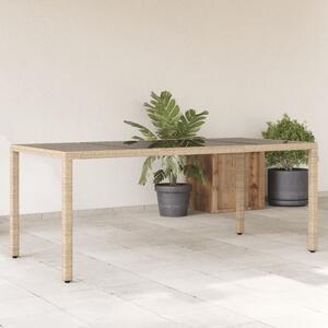 Záhradný stôl so sklenenou doskou béžový 190x90x75 cm polyratan