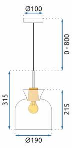 Toolight, závesné svietidlo 1xE27 APP1182-1CP A, hnedá-číra, OSW-14025