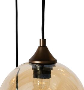 Art Deco závesná lampa tmavo bronzová s jantárovým sklom oválna 8-svetlá - Sandra