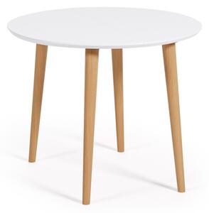 Biely okrúhly rozkladací jedálenský stôl s bielou doskou ø 90 cm Oqui – Kave Home